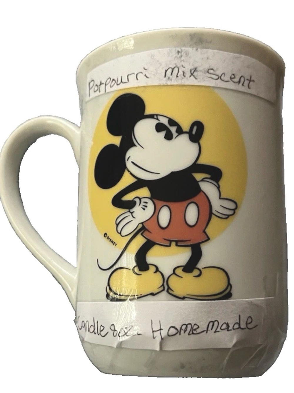 Homemade candle in Disney Mickey Mouse small mug Potpourri mix scent